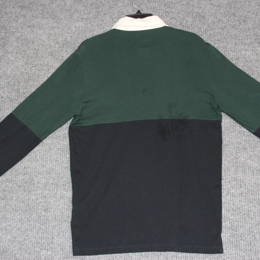 True Religion Mens Long Sleeve Polo Shirt Colorblock Green‎ Black Size S